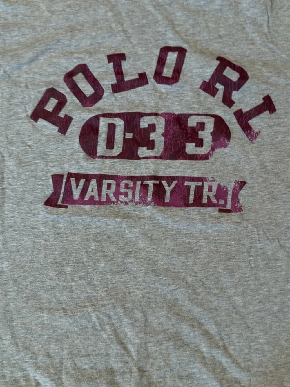 Polo by Ralph Lauren Gray Tee with Maroon Varsity Graphic